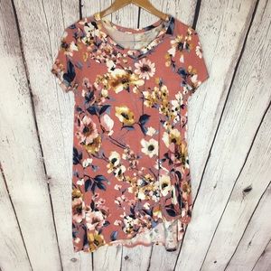 Pink blush maternity floral tunic small